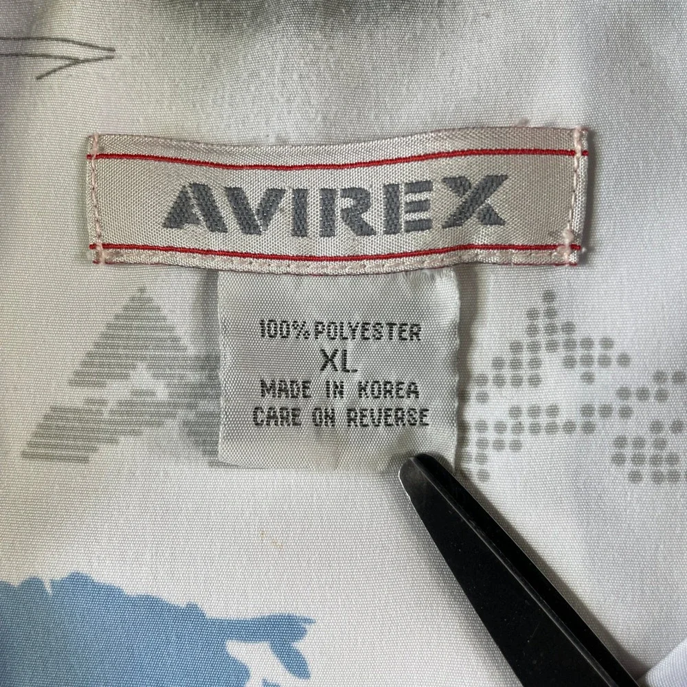 Avirex Shirt Mens XL White Airplane World Map Captain‎ Flying Bomber - Picture 2 of 11